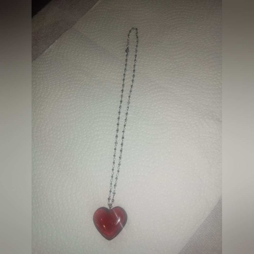 Elegant Red 18KCP Gold Heart Pendant Necklace